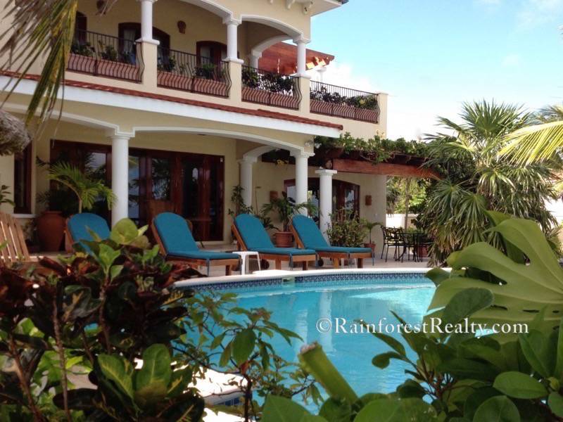 Luxury Beach Front Villa San Pedro Belize rear pool view