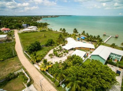 Aerial View of Belize Corozal Ocean Front Home for Sale