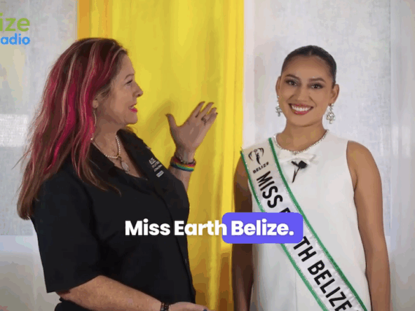 Miss Earth Belize Paris Cawich with Macarena Rose of Belize Talk Radio